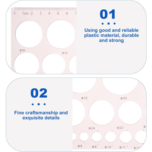 6pcs Pink Plastic Drawing Template Geometric Stencils Drafting Ruler 2