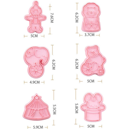 6pcs Plastic Molds Biscuit Cutters 3D Cookie Cutters Safe Lightweight Pink Baking Tools 1
