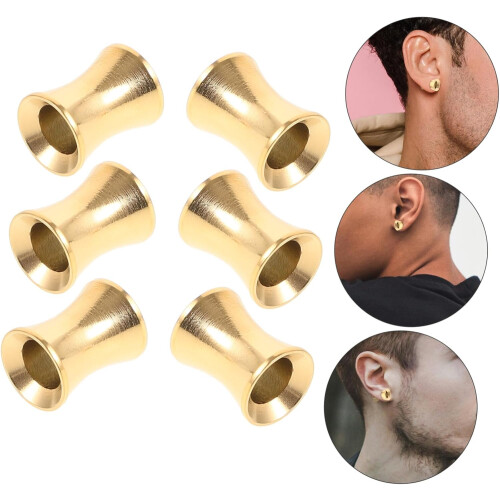 Set di 6 dilatatori per orecchie in acciaio inossidabile, orecchini a plug per orecchie dilatate, alla moda.