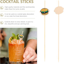 100 palillos con forma de hamburguesa, palillos de frutas creativos, palillos de madera para decoración de cócteles, estilo delicado.