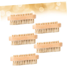 Ensemble de 5 brosses de nettoyage en bois pour crinière de cochon, brosse à ongles longue en bois pour le lavage des mains