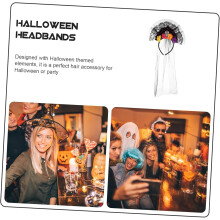 2er-Set Haarbänder mit Totenkopf- und Blumenmuster aus Spitze, Halloween-Party-Haarreifen, Gaze-Dekoration