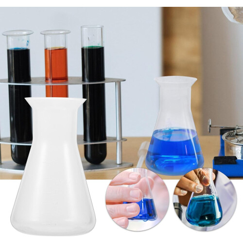 6Pcs 100Ml Plastic Erlenmeyer Flask Set Narrow Neck Graduated Conical Lab Bottles 2