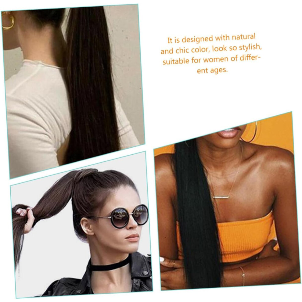 Hkhbjs Synthetic Straight Long Ponytail Extension Wrap Around Hairpiece