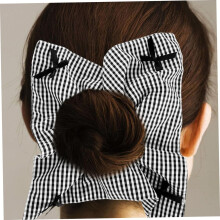 Elastice mari cu fundă în carouri pentru femei, pentru un look elegant