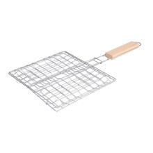 Panier à griller en acier inoxydable avec poignées en bois