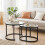 Homcom HOMCOM 2 Pcs Modern Coffee Table with Tempered Glass Tabletop, Black 1