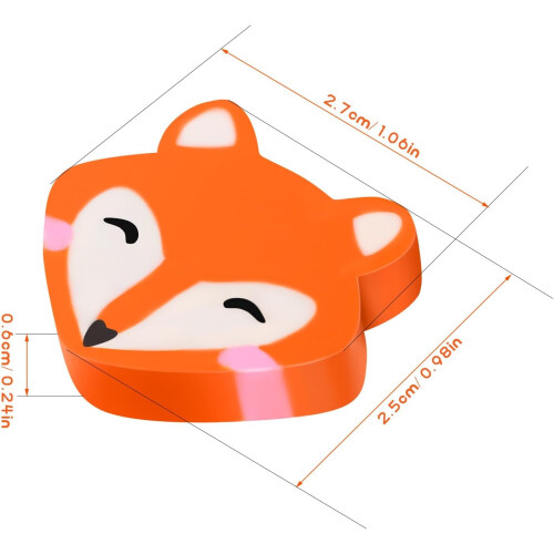 50pcs Fox-Shaped Student Erasers Set em massa Erasers de escrita portáteis 1