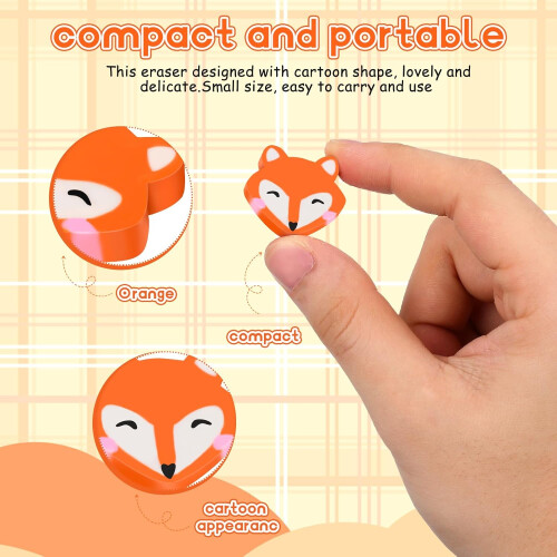 50pcs Fox-Shaped Student Erasers Set em massa Erasers de escrita portáteis 2
