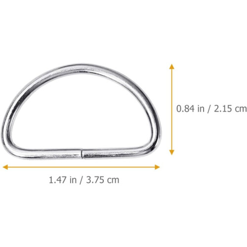100 stk. metall D-ringer og veskespenner i sølvlegering D-formede ringer 1