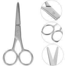 2-teiliges Set: Augenbrauenschere, Nasenhaarschere mit rundem Kopf, kleine Bartschere, Edelstahl, kompaktes und sicheres Design für Damen und Herren