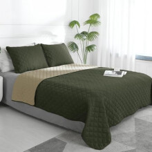 Reversible Quilt Set Full/Queen Army Green Beige 1 Quilt 2