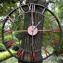 Horloge de jardin extérieure à chiffres romains, résistante aux intempéries et silencieuse
