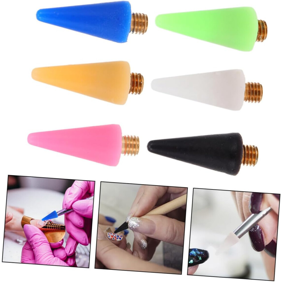 Hkhbjs 6Pcs Replaceable Wax Picker Heads For Nail Pen Waterproof Synthetic Material Nail Accessories