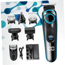 5-em-1 multifuncional elétrico cortadores de cabelo cortador de cabelo LCD exibição recarregável sem fio profissional corte ferramenta de cuidado