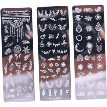 6-teiliges Set mit floralen und Schmetterlings-Nagelstempelplatten für Damen, tief gravierte Schablonen