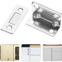 6 Stück magnetische Schranktürverschlüsse, L-förmige, dünne Magnete aus Edelstahl