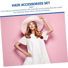 3pcs Acessórios de cabelo Flor Pin Cabelo em forma de U para Mulheres Meninas Escola Festa Ocasião Estilo