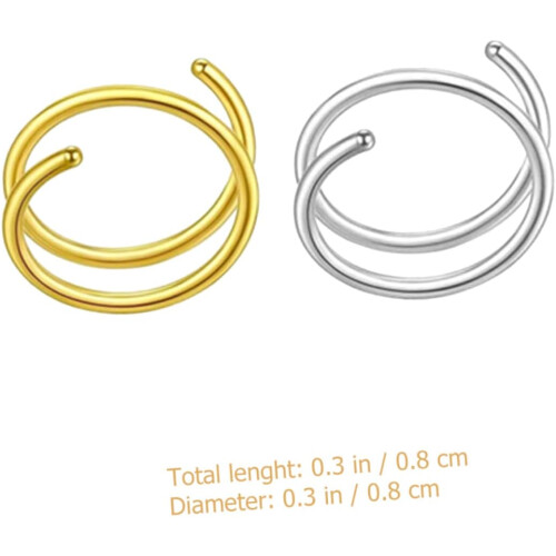 6 stk. spiralformede neseringer i rustfritt stål for dekorative ringer til kvinner 1