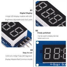 TM1637 Anzeige von Dezimalzahlen und Uhrzeitpunkten, 4-stellig, 2 LED-Segmentanzeigenmodule