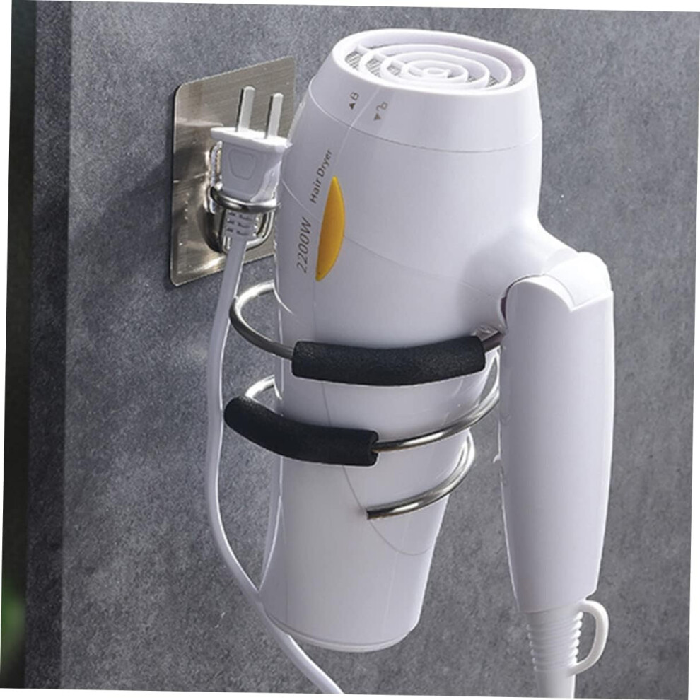 Hkhbjs Stainless Steel Hair Dryer Holder With Anti-Slip Ring Wall Mounted Hairdryer Organizer Bathroom Storage Rack No Drilling