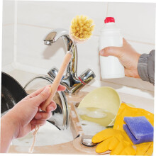2pcs Long Handle Cleaning Brush Wood Handle Scrubbing Brush for Kitchen Bath Body Cleaning Random Color