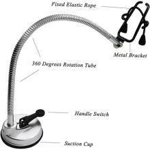 Hair Dryer Stand with Suction Cup Silver, Hands Free Portable Hair Dryer Holder Clamp for Bathroom Storage and Home Styling Accessories