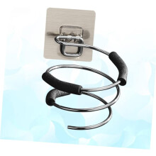 Stainless Steel Hair Dryer Holder with Anti-slip Ring Wall Mounted Hairdryer Organizer Bathroom Storage Rack No Drilling