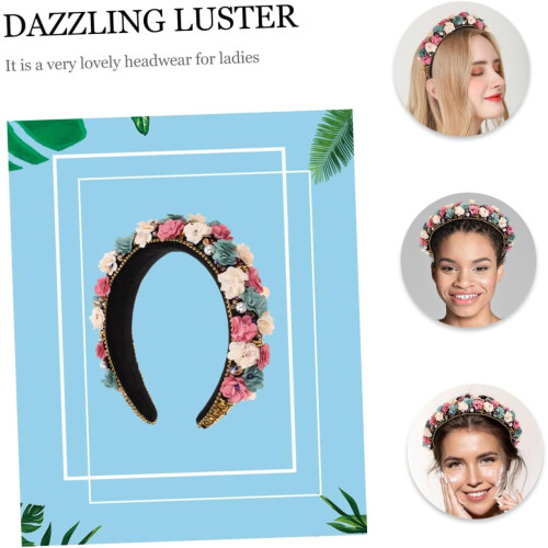 1 τεμάχιο Vintage Floral Κορδέλα με Στρας, Κομψά Νυφικά Καπέλα 2
