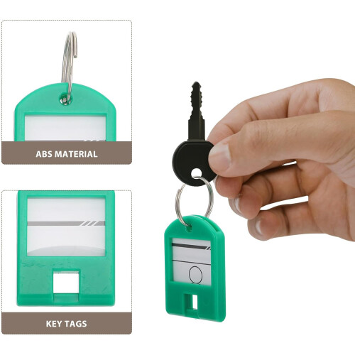 50pcs Key Tags Tags Plastic Id Label for Luggage Split Rings Key Tabs for Management 2