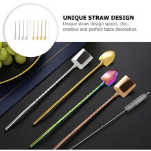 Cuillères à paille en acier inoxydable 304, cuillères pelle, design chic, créatif et unique pour la décoration de table.