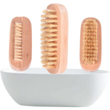2-teiliges Spa-Massagebürsten-Set aus Holz für Bad, Dusche, Nagelreinigung und Körperpeeling – doppelseitig