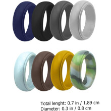 8pcs Silicone Rings for Men and Women, Flexible Comfortable Finger Rings in Assorted Colors