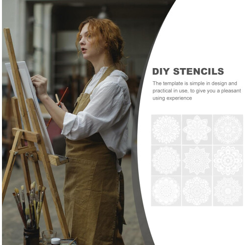 9pcs Reusable Stencils Mandala Painting Stencils Round Edges Premium Plastic Material 2