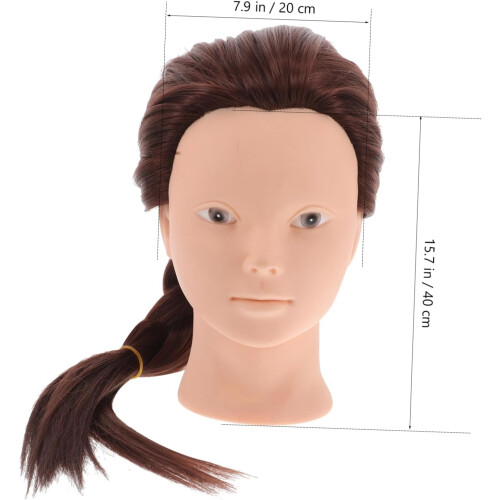 Head Fiber Brown για μανεκέν, μακριά περούκα κομμωτηρίου 1