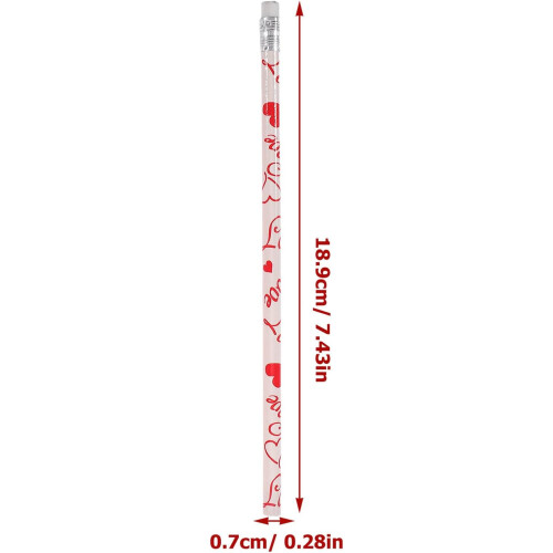 50pcs Multi-Função Coração padrão lápis de madeira com Eraser Toppers 1