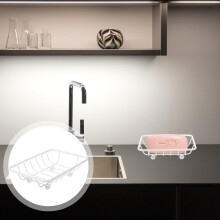 Seifenablage mit Abtropffläche, weiß, aus Eisen, stilvolles Design mit glatten Kanten, Badezimmeraccessoires