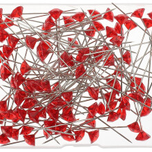 100 Stück Acryl-Stecknadeln für Blumensträuße mit rotem Edelsteinkopf, gerade Stecknadeln