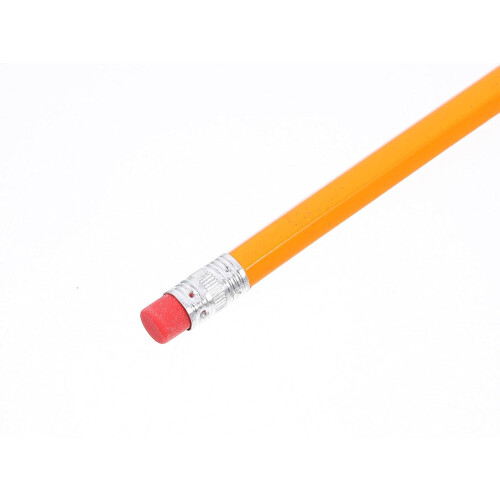 Lot de 100 crayons de bois HB avec gommes rouges et corps jaune, construction solide. 2