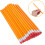 Lot de 100 crayons de bois HB avec gommes rouges et corps jaune, construction solide. 8