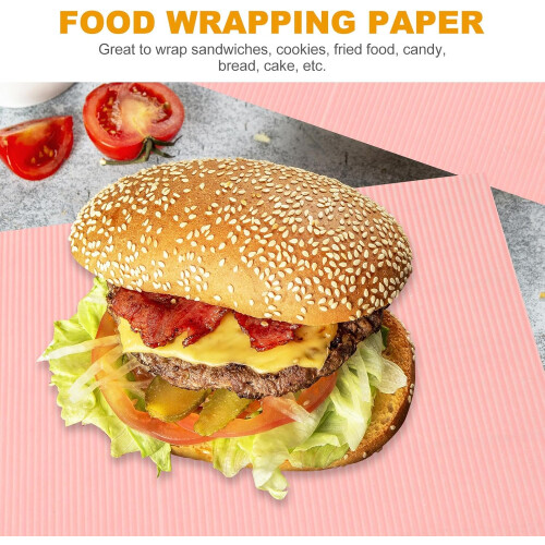 50 Sheets Pink Paper Sheets Biscuit Wrapping Paper with Fresh Pattern Design Waterproof 2