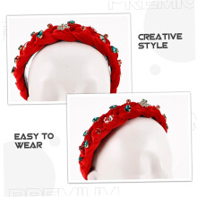 Bandeira de Natal para Mulheres Cabelo Largo Hoop Focos de Neve Espumantes Decorações de Cristal Ornamentos de Meia de Natal para Festas de Férias