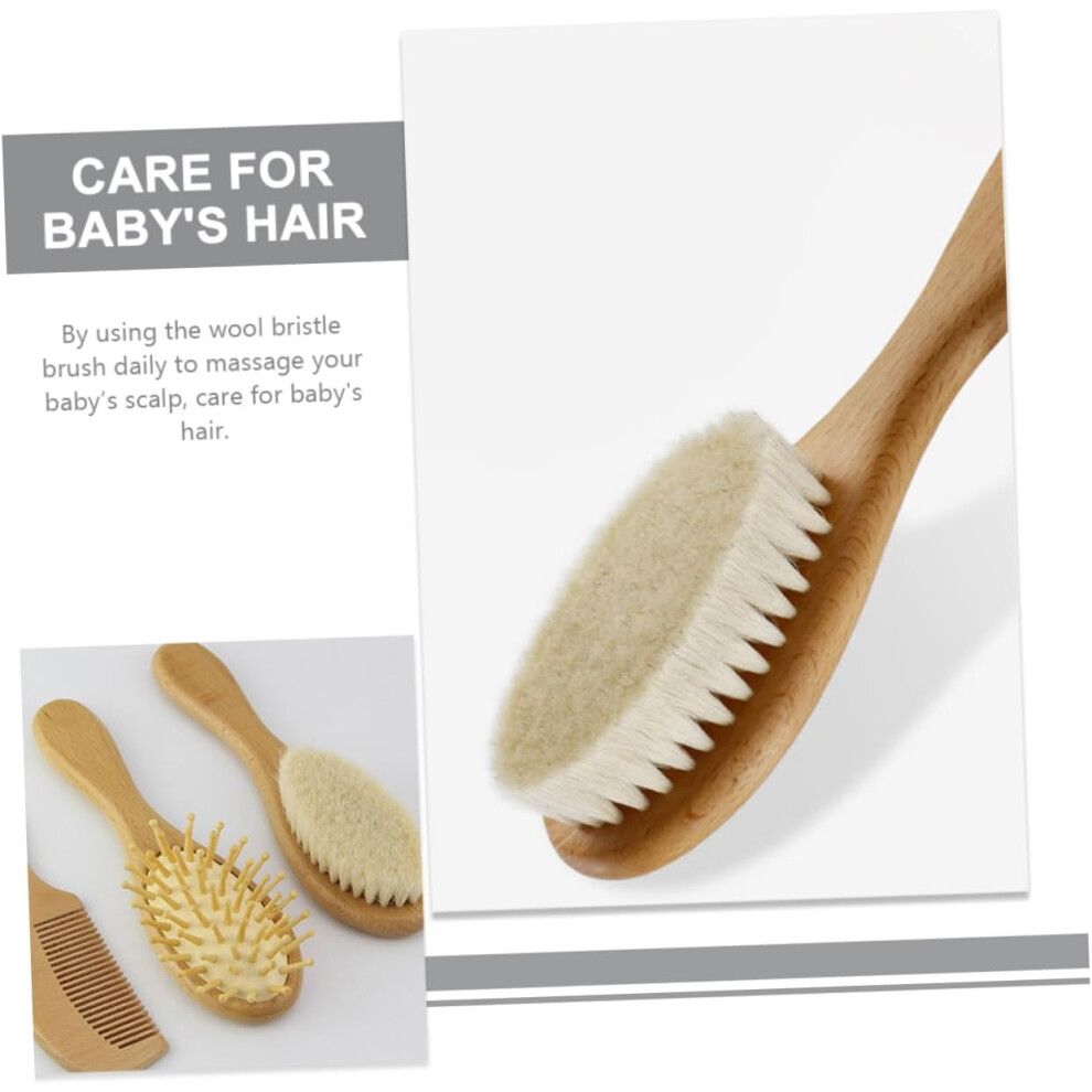 Hkhbjs Shampoo Brush For Newborns Wool Hair Brush Wooden Hair Comb For Gentle Scalp Massage And Detangling For Boys And Girls