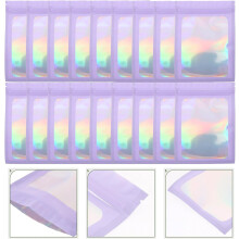 100 sacchetti richiudibili olografici viola per piccole imprese, ideali per imballaggio e decorazione di gioielli.