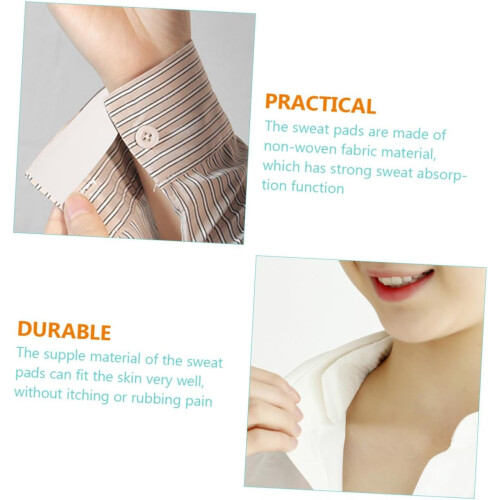 100Pcs White Hat Sweat-Absorbing Pads for Baseball Caps, Removable Sweat Protector Stickers 2