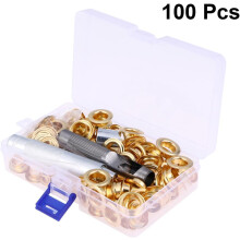 100 Sets Brass Eyelet Button Kit with Colorful Grommets and Portable Storage Box