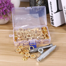Kit de 100 boutons à œillets en laiton avec œillets colorés et boîte de rangement portable