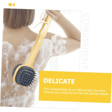 Perie de baie din silicon cu mâner lung pentru exfoliere, frecare, perie de corp pentru duș, perie de spate din silicon suplu pentru baie