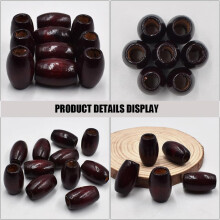 50pcs Oval Wooden Beads Burgundy Large Hole DIY Beads Charms