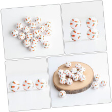 50pcs Easter Themed Carrot Printed Wooden Beads with Jute Tassels DIY Jewelry Beads Garland Craft Supplies
